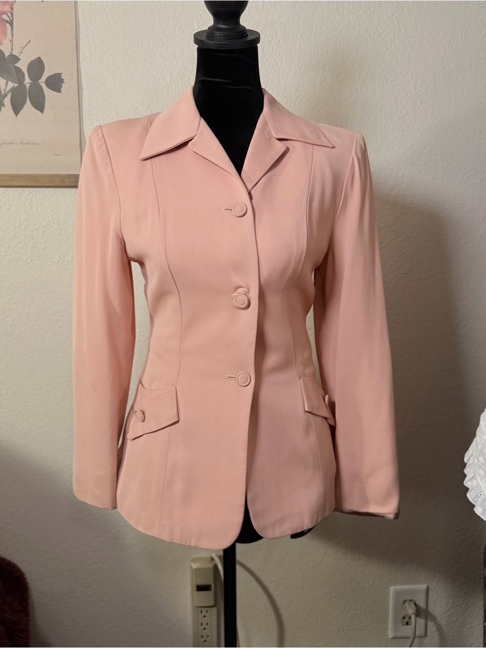Gorgeous Vintage Light Pink Tailored Blazer Jacket Small